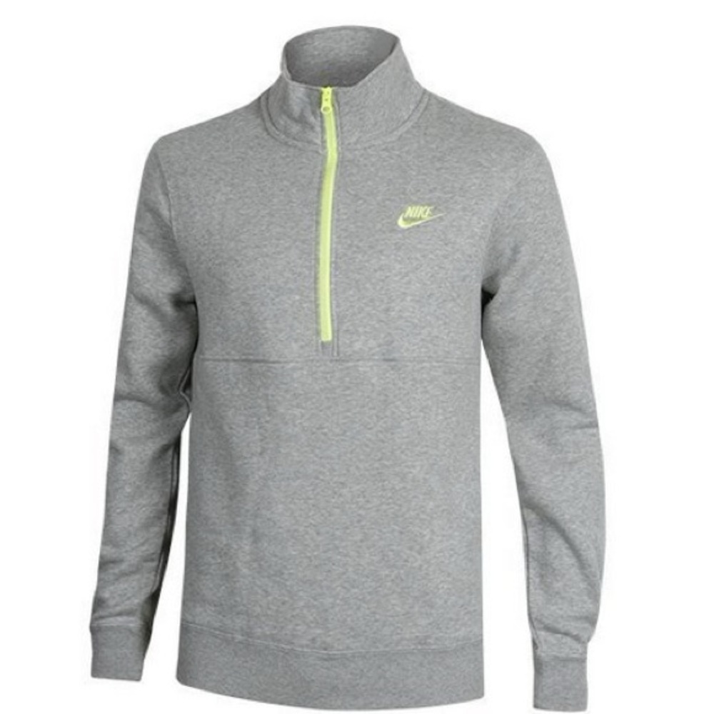 New Nike Sportswear Club Men's Brushed-Back 1/2 Zip Sweatshirt Gray